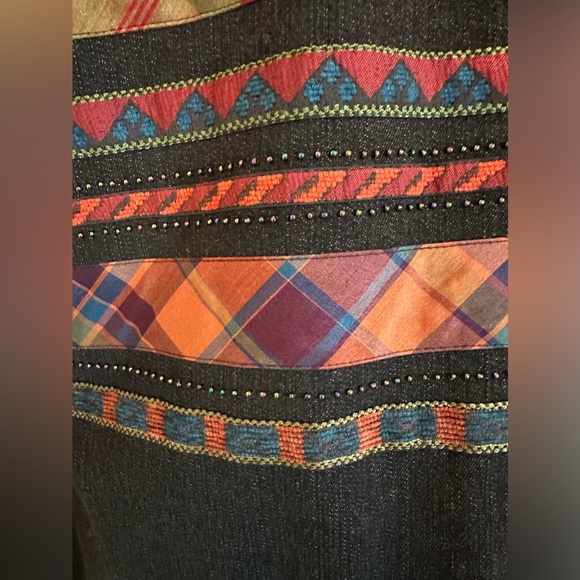 Coldwater Creek open front jacket, southwestern beaded sequin multicolor inserts - Picture 8 of 16